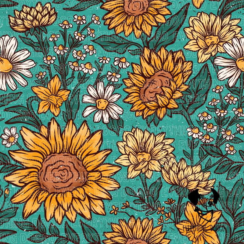 Teal Sunflowers - Bandana