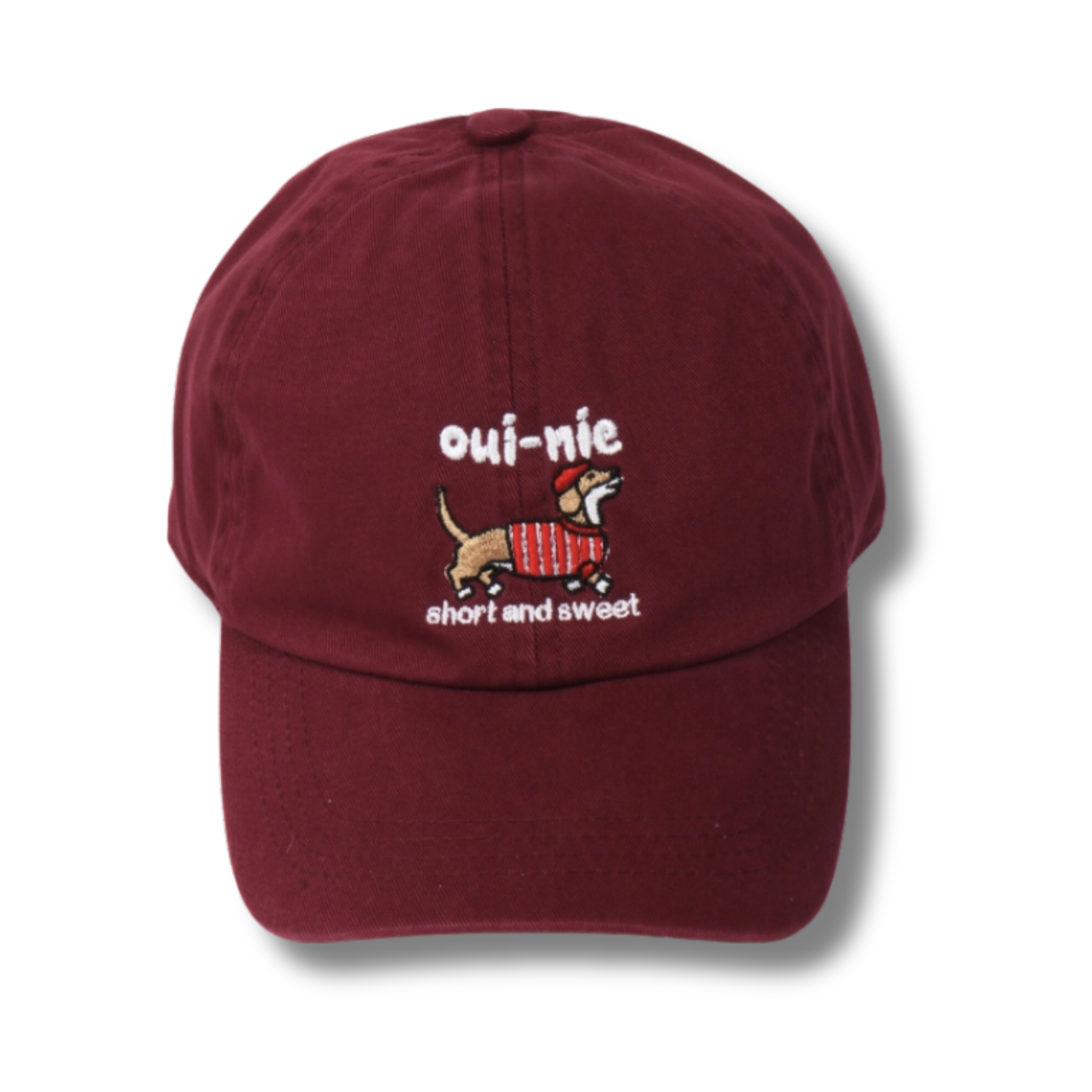 Oui-Nie Embroidered Burgundy Baseball Cap