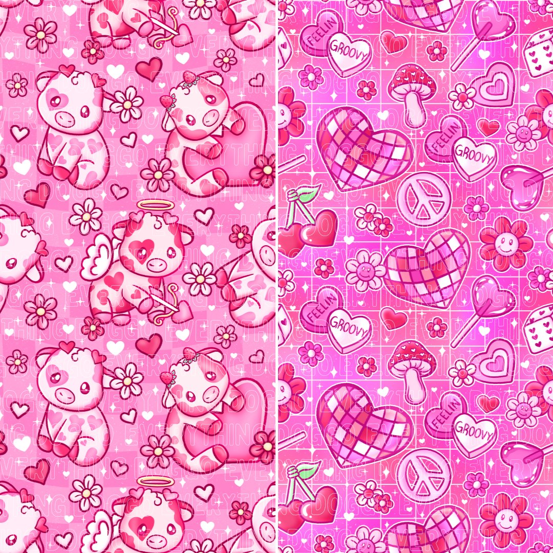 Pink & Groovy Valentine Cows - Bandana (Reversible)