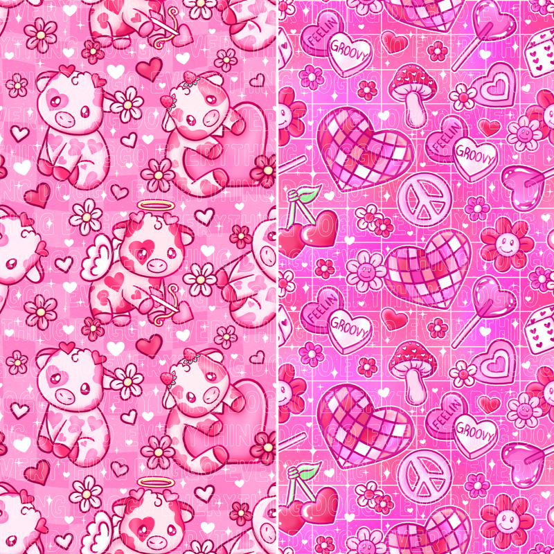 Pink & Groovy Valentine Cows - Bandana (Reversible)