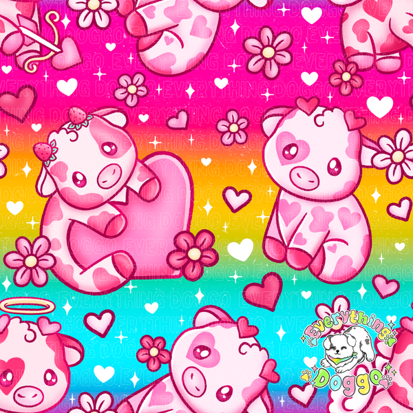 Rainbow Valentine Cows - Bandana (Reversible)