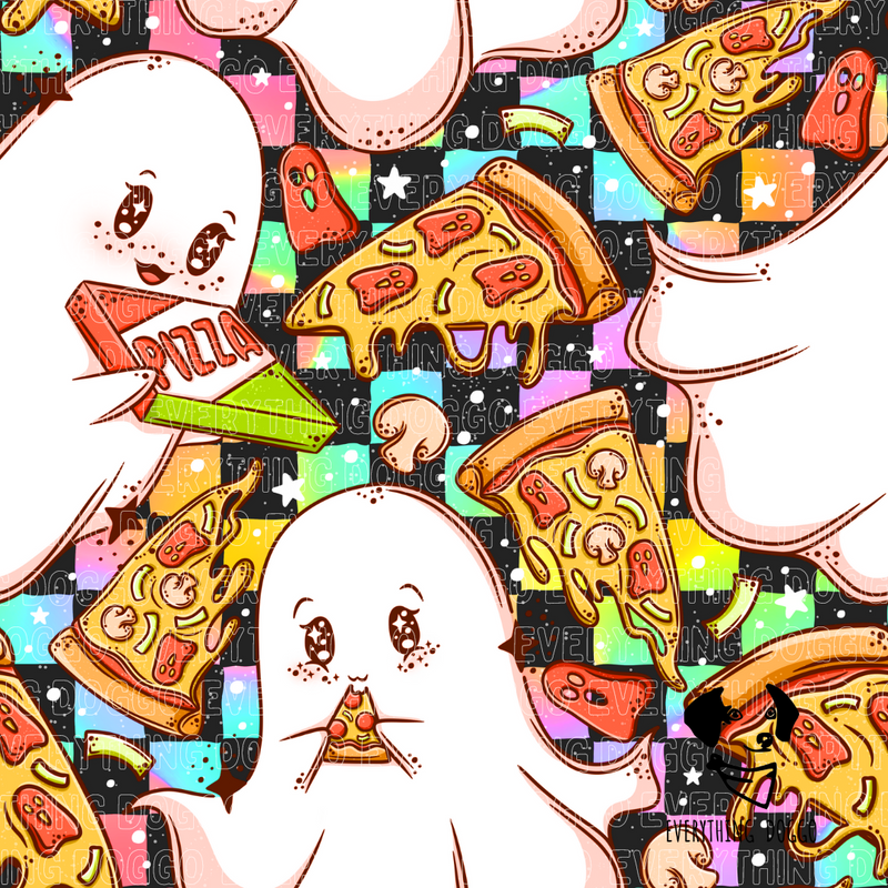 Rainbow Ghost Pizza Party (Reversible) - Bandana