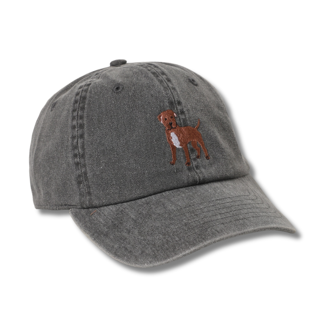 Brown Pit Bull Terrier Dog Embroidered Cotton Baseball Cap