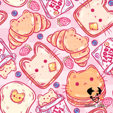 Kitty Breakfast (Pink Checkers) - Bandana