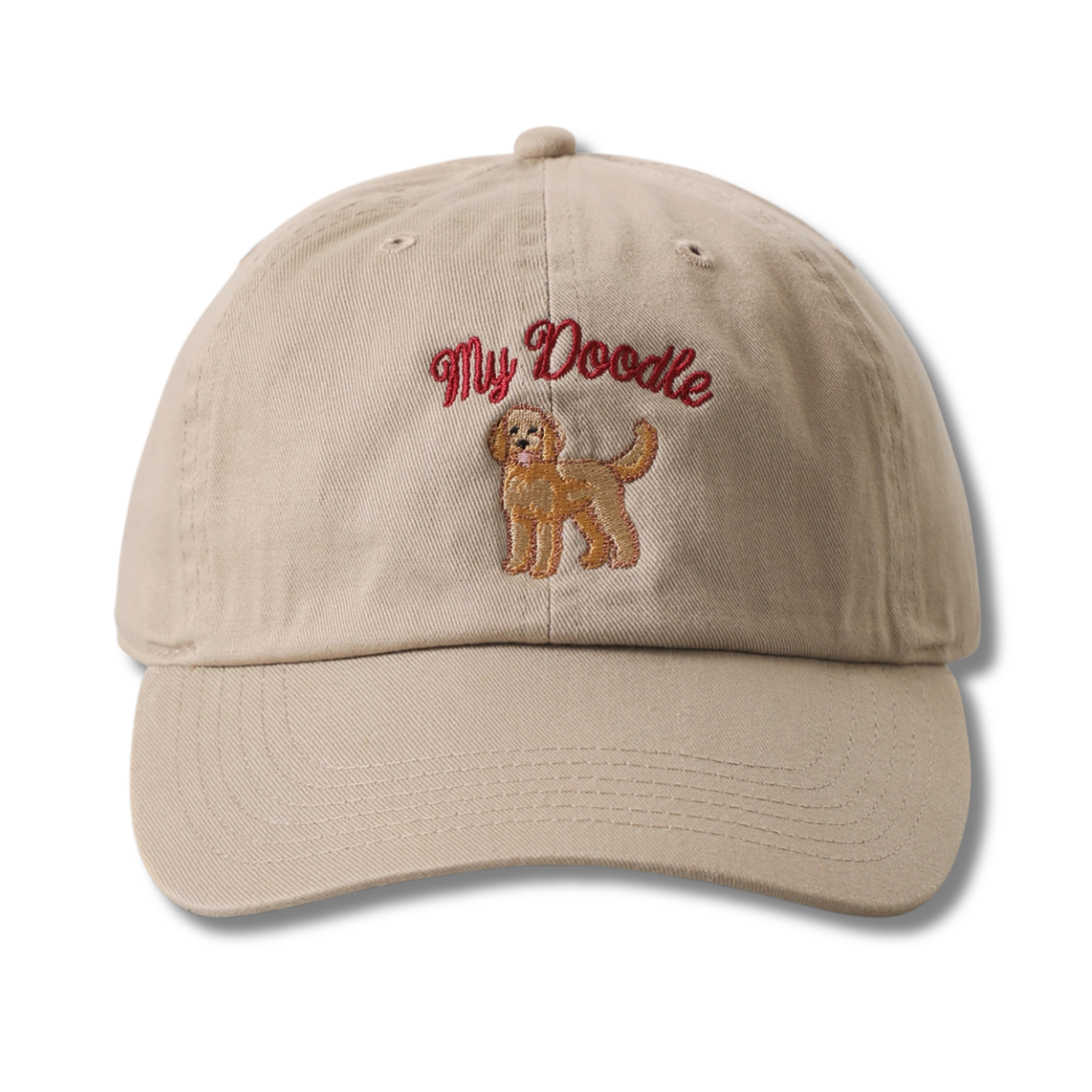 My Doodle Embroidered Khaki Cotton Baseball Cap