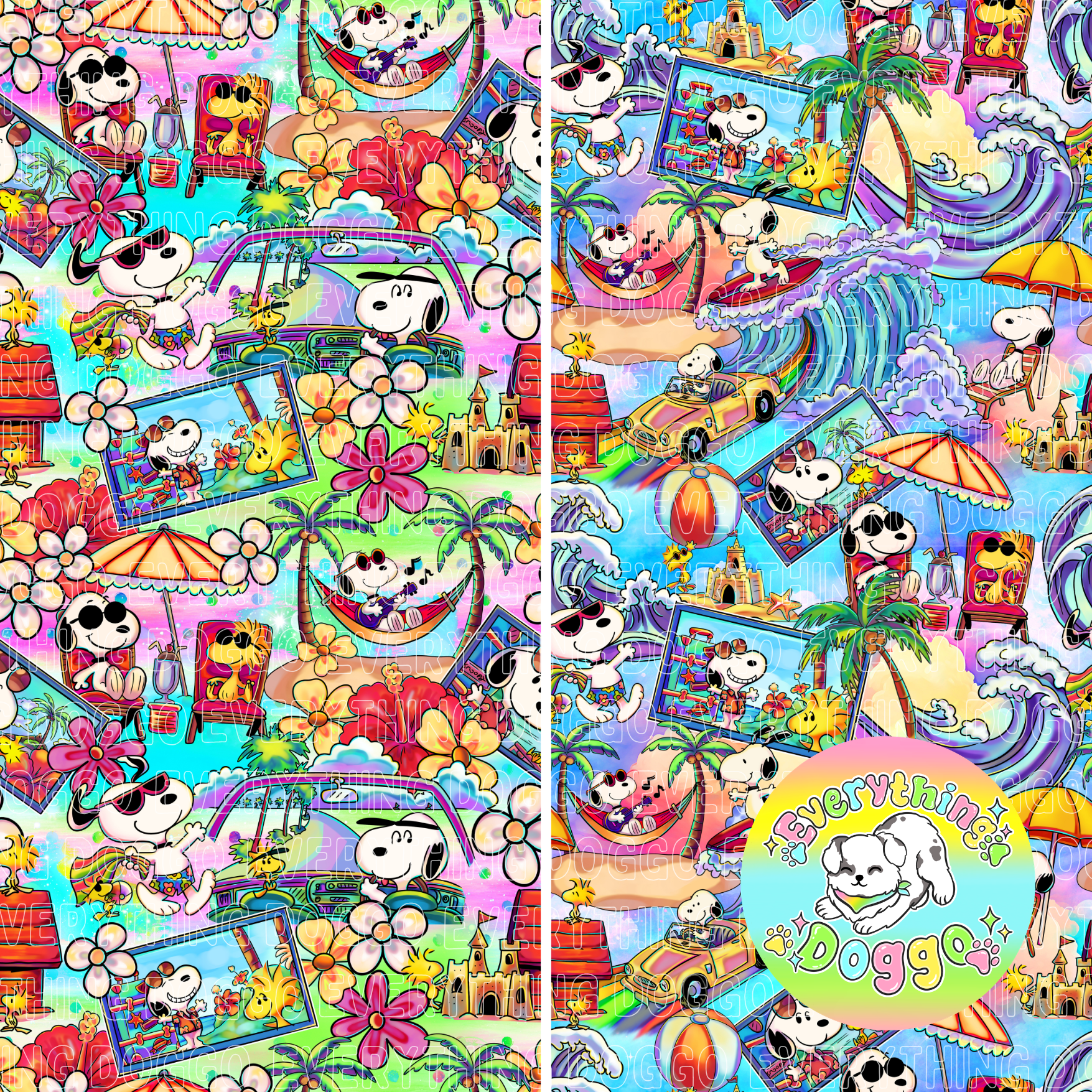 Tropical Beagle Vacation - Active Snap On Bandana (Reversible)