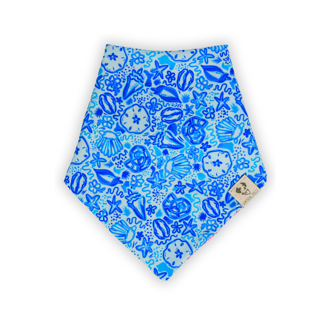 Watercolor Seashells - Active Snap On Bandana (Reversible)
