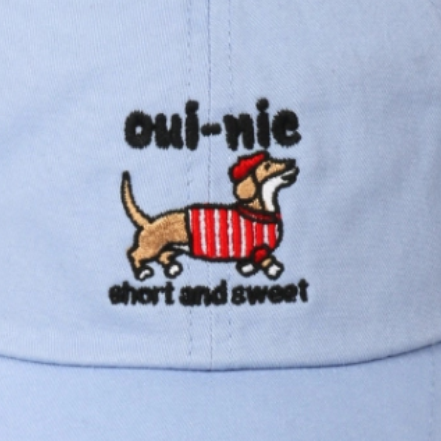 Oui-Nie Embroidered Light Blue Baseball Cap