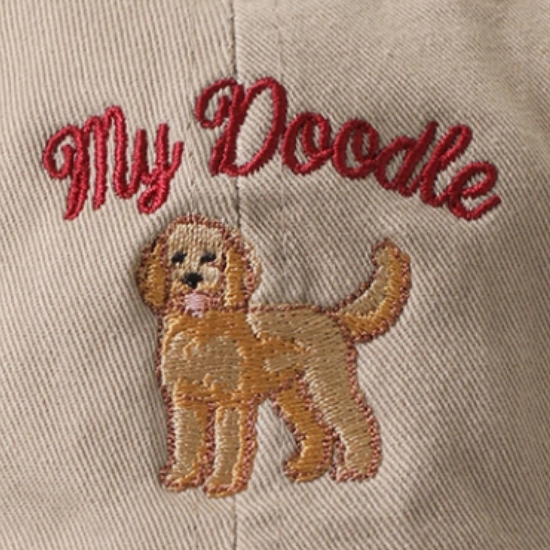 My Doodle Embroidered Khaki Cotton Baseball Cap