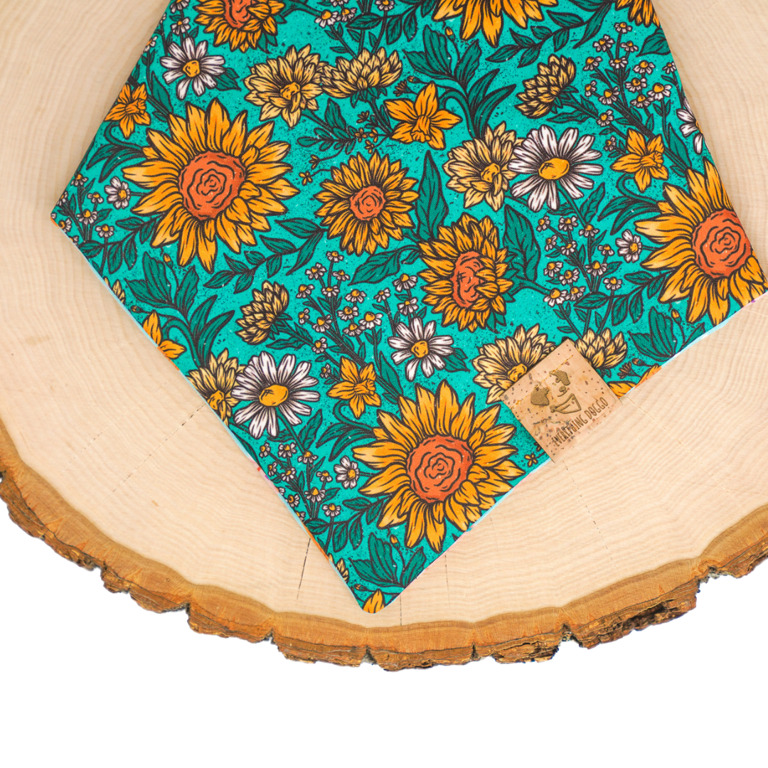 Teal Sunflowers - Bandana