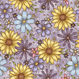 Violet Wildflowers - Classic Tie On Bandana (Yummy Rib)