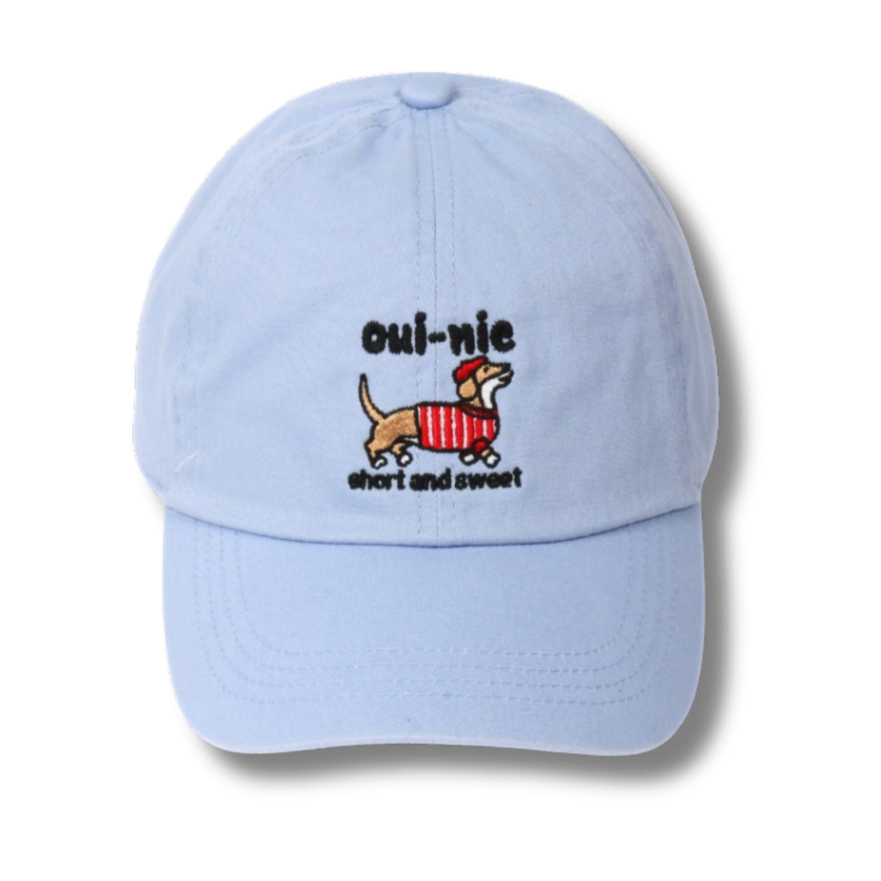 Oui-Nie Embroidered Light Blue Baseball Cap