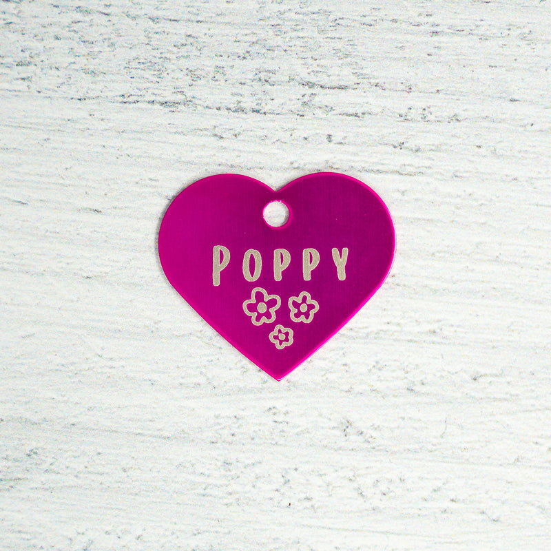 Heart Pet ID Tag: Simple Flowers