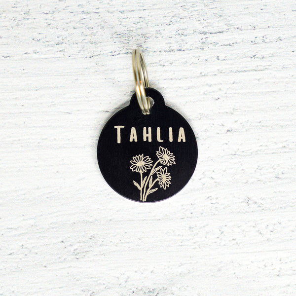 Round Tab Top Pet ID Tag: Sunflowers