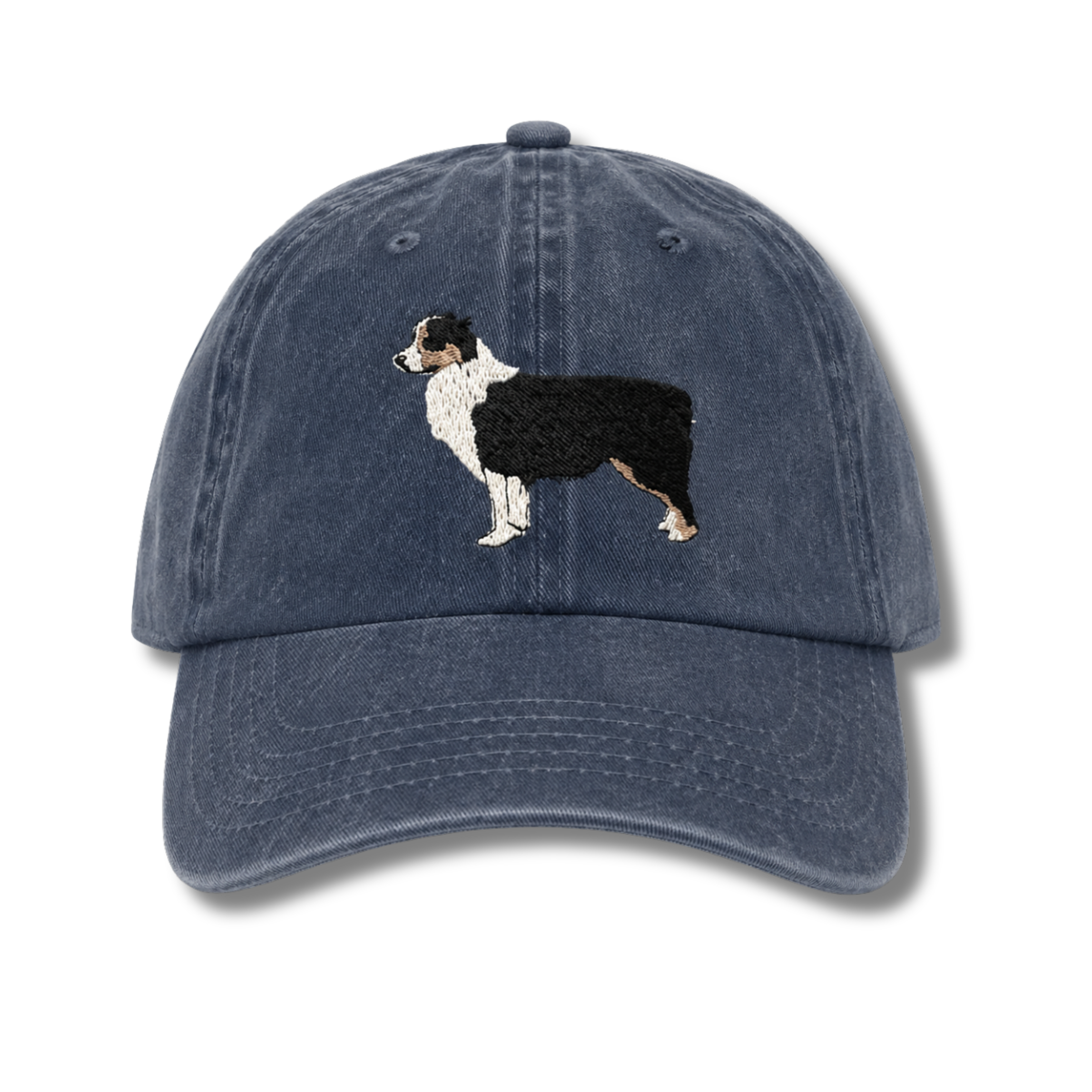 Black Tri Australian Shepherd Embroidered Denim Baseball Cap