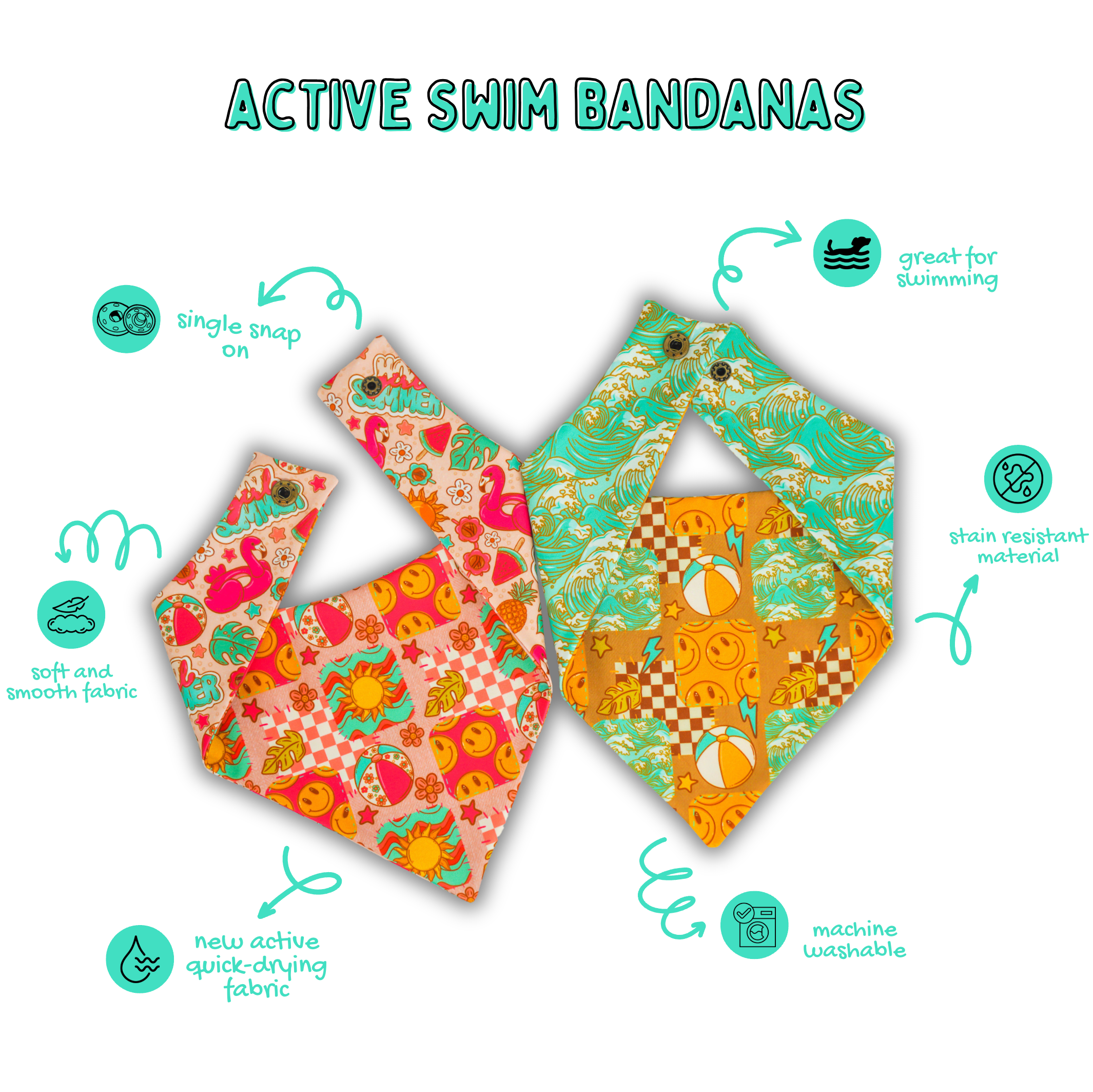 Model Collab - Active Swim Snap On Bandana