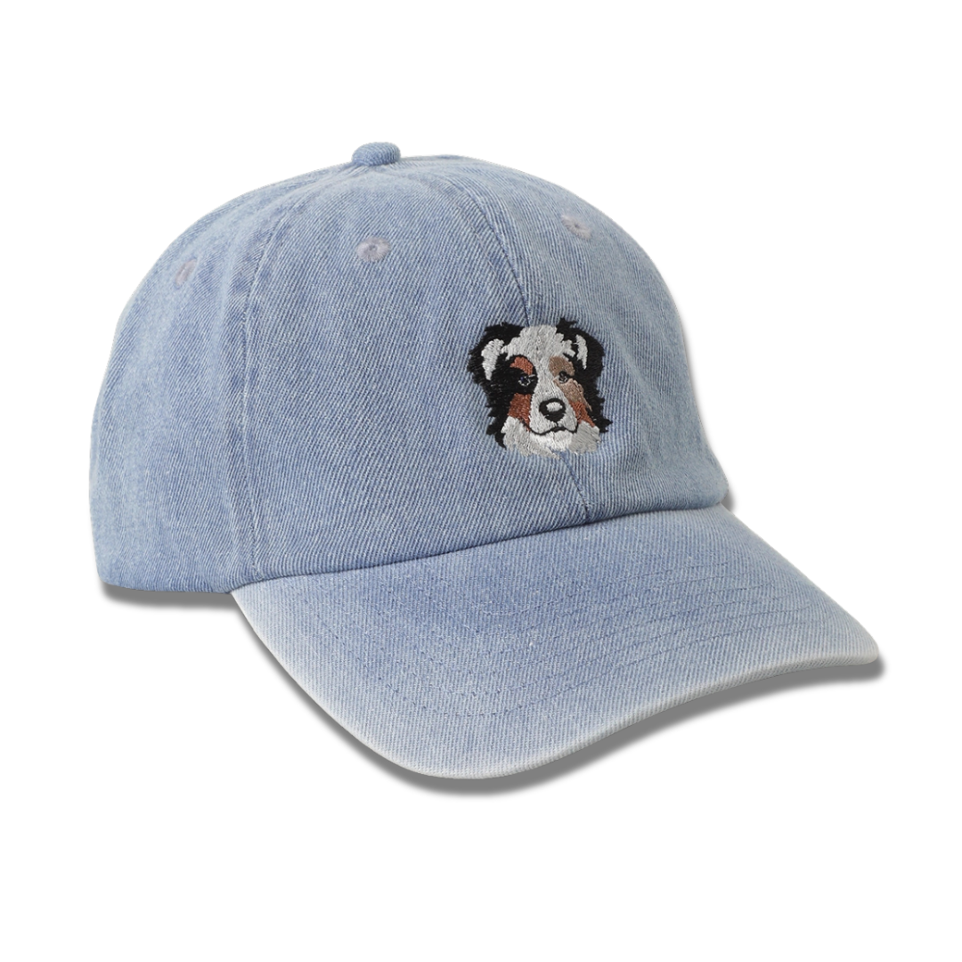 Australian Shepherd Embroidered Denim Baseball Cap