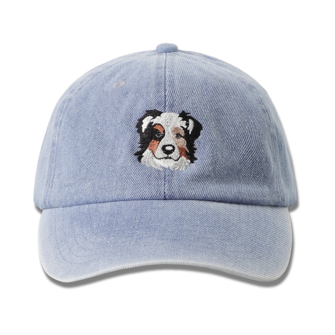 Australian Shepherd Embroidered Denim Baseball Cap