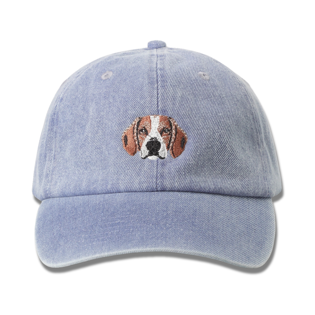 Beagle Face Embroidered Denim Baseball Cap (Copy)