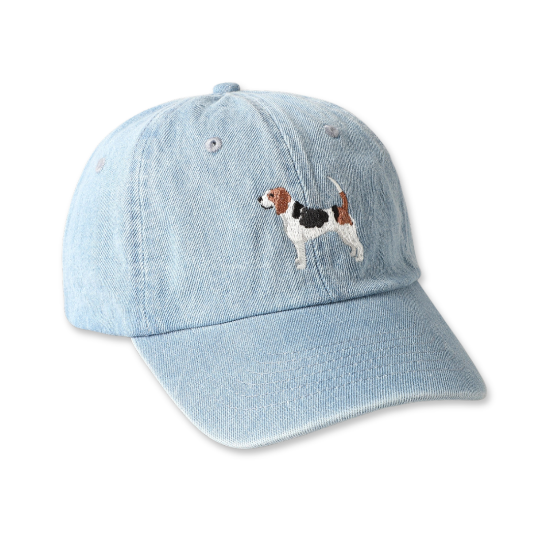 Beagle Dog Embroidered Denim Baseball Cap