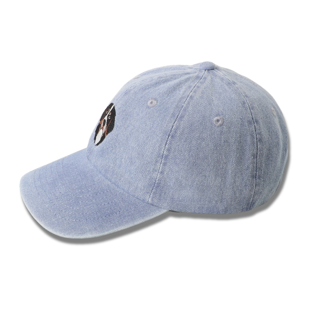 Bernese Mountain Dog Embroidered Denim Baseball Cap