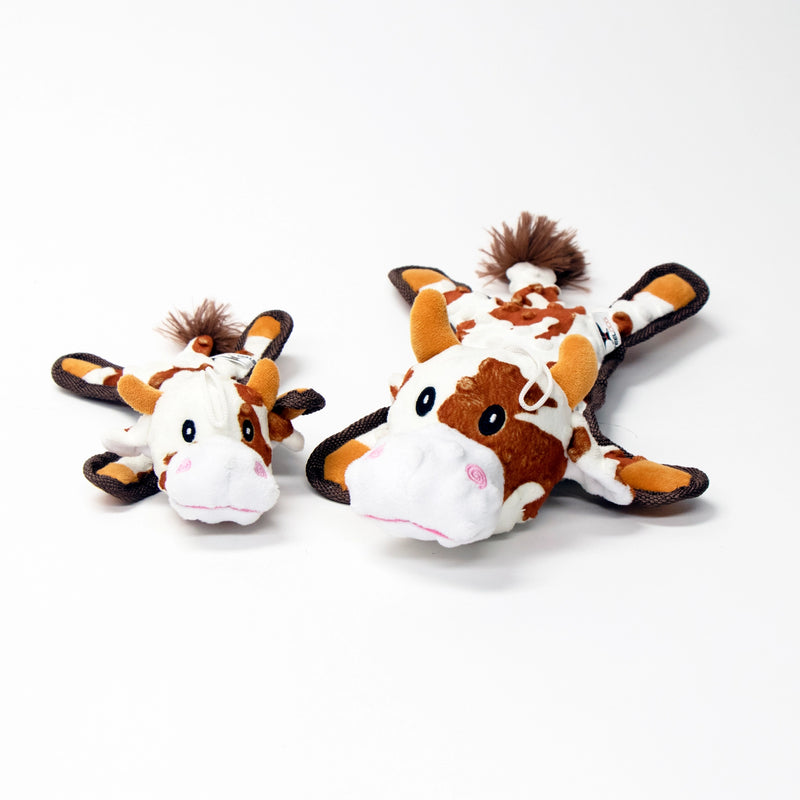 Brown Flat Cow Dog Toy