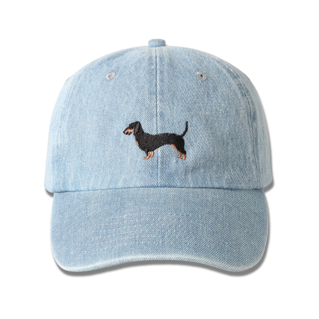Dachshund Dog Embroidered Denim Baseball Cap