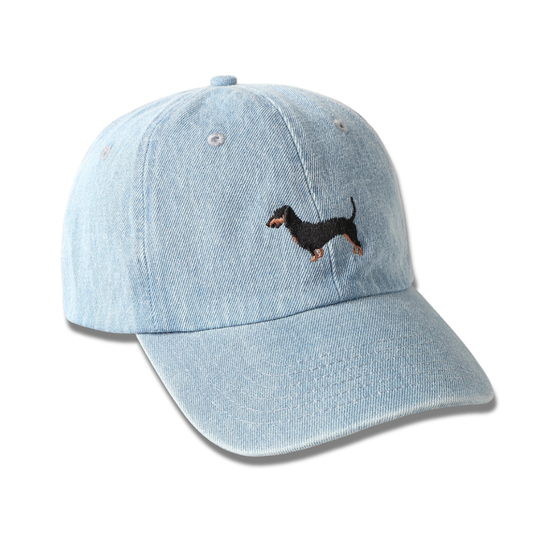Dachshund Dog Embroidered Denim Baseball Cap