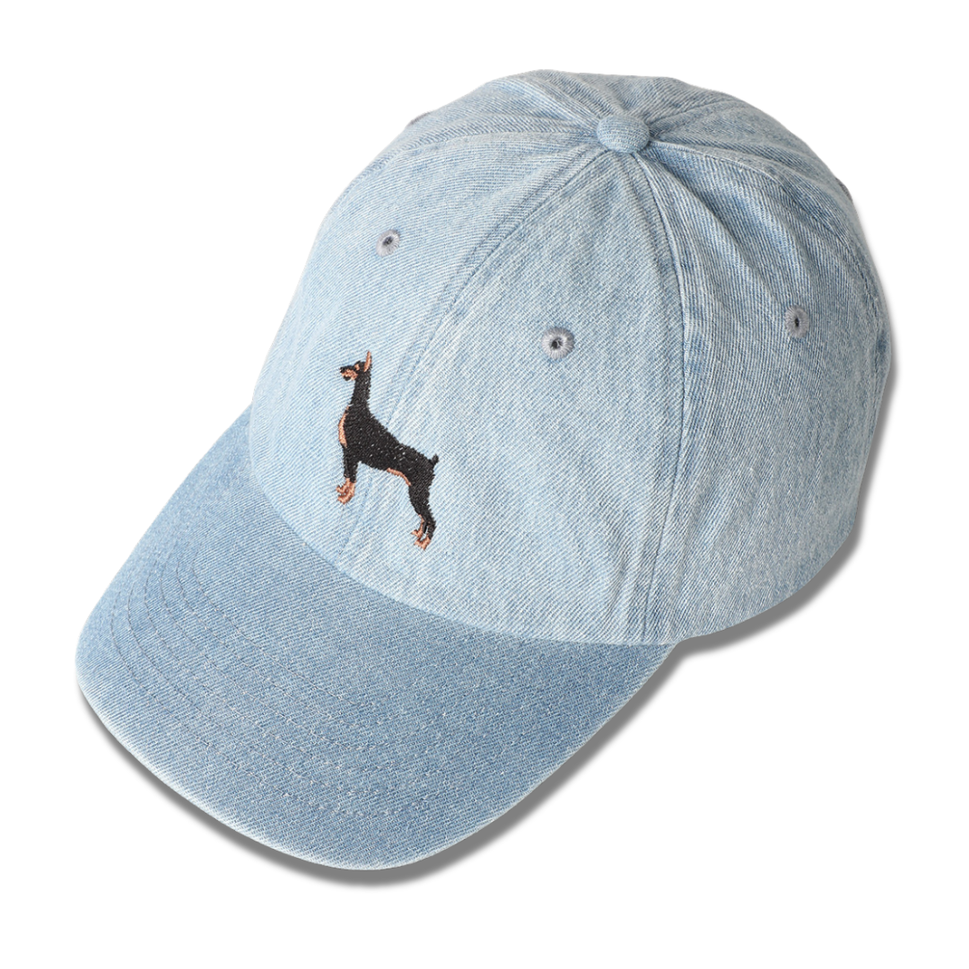 Doberman Dog Embroidered Denim Baseball Cap