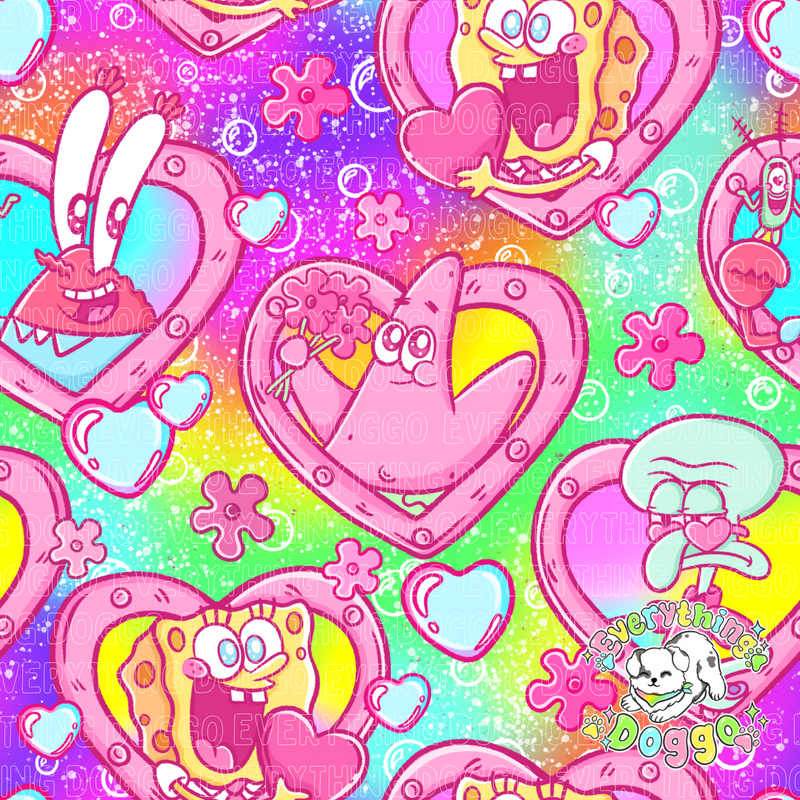 Neon Sponge Hearts - Bandana (Reversible)