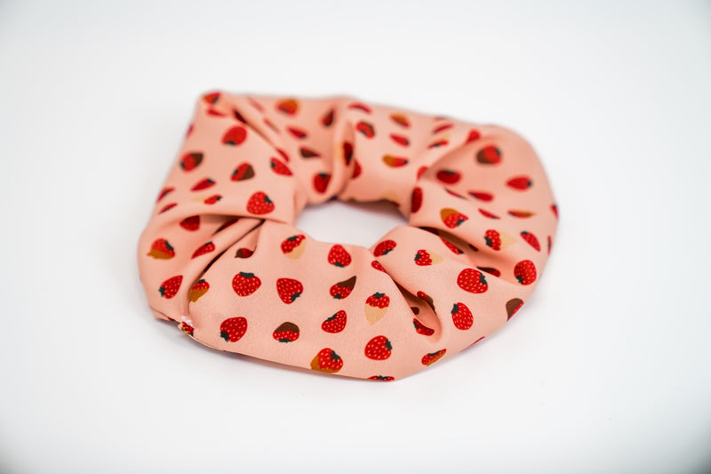 Chocolate Covered Strawberries - Crepe De Chine Scrunchie